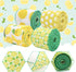 4 Rolls Lemon Wired Edge Ribbons 2.5 Inch x 24 Yards, Polka Dot Ribbon Lemon Stripe Lattice Craft Ribbon for Wrapping, DIY Project, Gift Wrapping,...