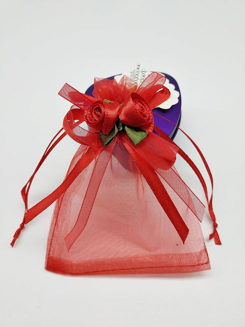50pcs Sheer Organza Favor Bags for Wedding 3.8x4.8'' Gift Bags Samples Display Drawstring Rose Pouches (hot red)...
