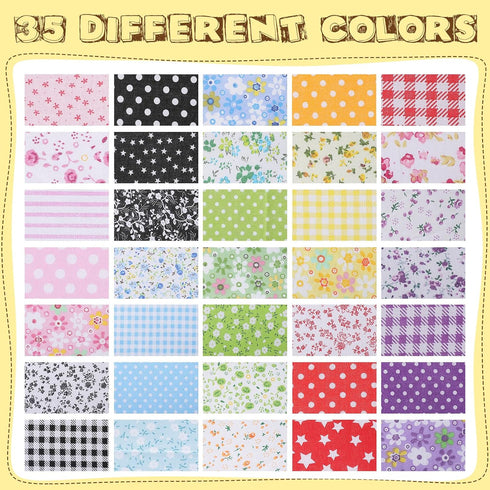 Macarrie 35 Pcs 100% Cotton Fabric Quilting Patchwork Fabric Fat Quarter for Sewing Quilting Squares Fabric Bundles Floral Printed Sewing Supplies...