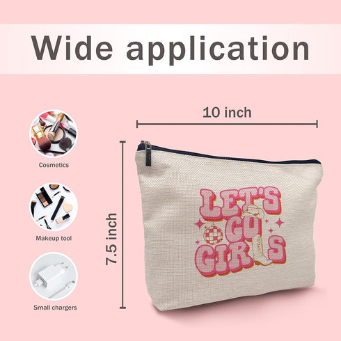 Western Makeup Cosmetic Bag,Let's Go Girls Western Cowgirl Hat Boots Disco Ball Makeup Travel Toiletry Bag,Bachelorette Party Favors,Western Cowgi...