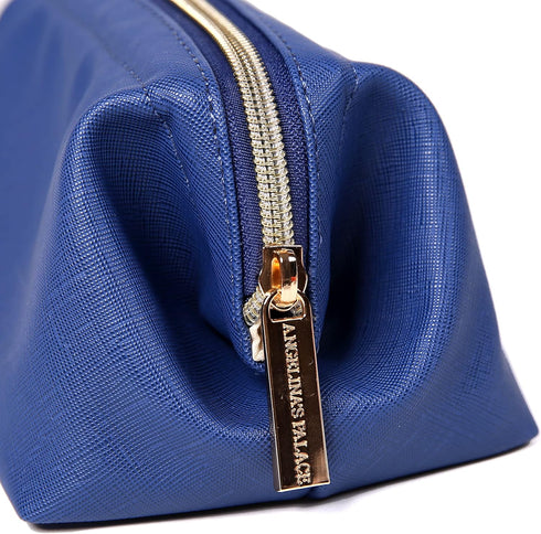 Angelina's Palace Vegan Leather Waterproof Travel Cosmetic Bag Toiletry Organizer Makeup Pouches(dark chambray)......