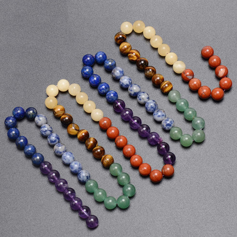 LPBeads 100PCS 8mm Round Natural Chakra Beads Gemstone Round Loose Beads for Jewelry Making with Crystal Stretch Cord...