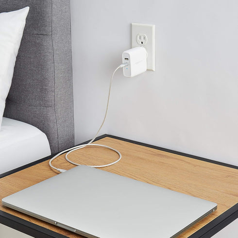Amazon Basics 68W Two-Port GaN Wall Charger with 1 USB-C (60W) & 1 USB-A Ports (18W) with PD for Laptops, Tablets & Phones (iPhone 15/14/13/12/11/...