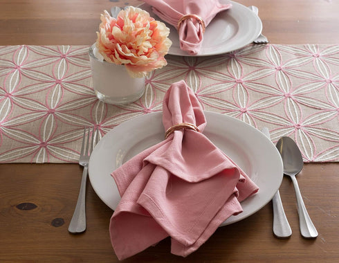 DII Polyester Embroidered Table Runner for Spring Garden Party, Summer BBQ, Baby Showers and Everyday Use - 14x70, Flowers on Natural Base...