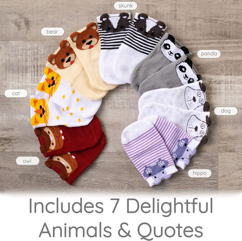 ZIRI & ZANE Baby Sock Gift Set - 7 Unique Pairs, Cute & Funny Unisex Newborn Gifts for Baby Showers & Registries...