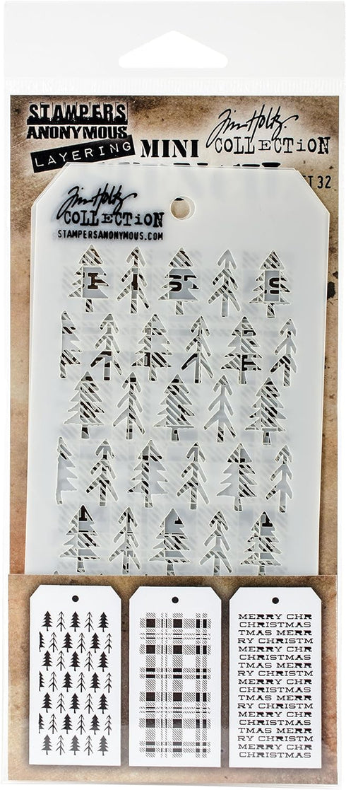 Stampers Anonymous MST032 Tim Holtz Mini Layered Stencil 3/Pkg-Set #32...