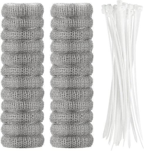 Washing Machine Lint Traps – 24-Pcs Washing Machine Lint Catcher with Cable Ties – Rust-Proof Stainless Steel Mesh Washer Lint Catcher – Drain Hos...