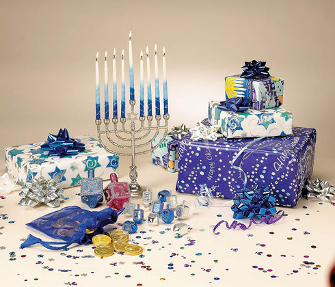 Rite Lite Hanukkah Silver Menorah - Modern & Polished Chanukah Menorah Jewish Holiday Party Favors Decorations Judaica Festival of Lights...