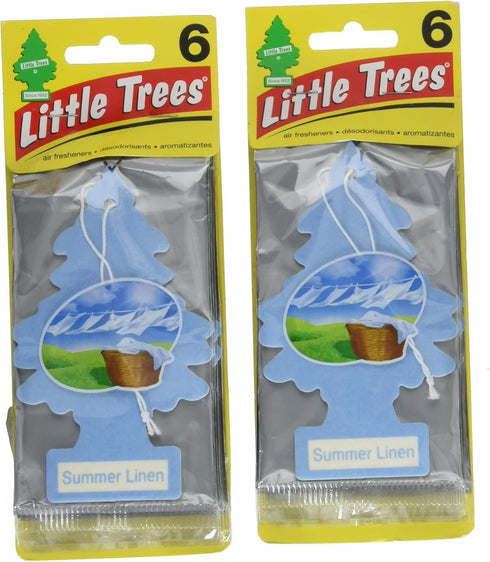 Little Trees Cardboard Hanging Car, Home & Office Air Freshener, Summer Linen (Pack of 12)...