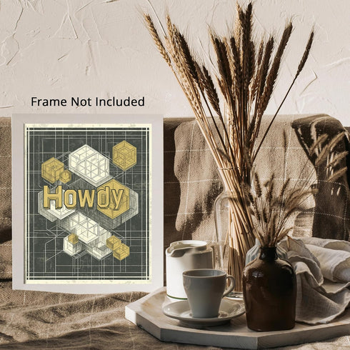 Posterizer 1 pcs-Howdy-fun retro greetings poster-mosaic pattern 3-Fantasy & Fiction Art-Comedy Art-Living Room Bedroom Decor- unframed wall art...