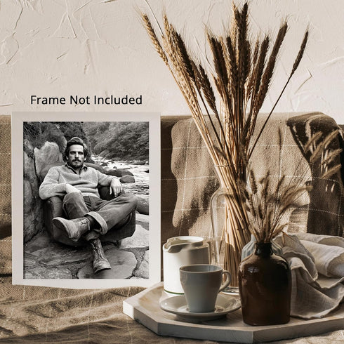 Posterizer 1 pcs-outdoor black and white photo art-rugged man in chair 1-Photography Art-Retro Art-Decorations for Bedroom, Office, Living Room - ...