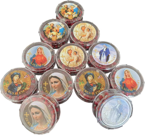Twelve (12) Rose Scented Catholic Rosaries Necklaces in Gift Boxes...