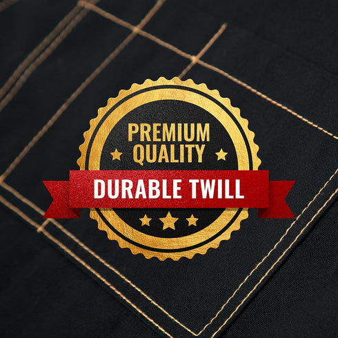 Under NY Sky Essential Deep Black Apron – Cross-Back with Durable Twill and Leather Reinforcement – Adjustable for Men and Women – Pro Chef, Tatto...