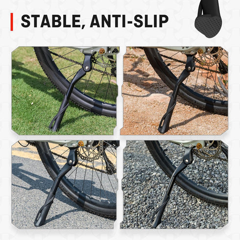 HENMI Bike Kickstand for Adult Bikes, Adjustable Bicycle Kickstand for Most 24"-29", 4 Holes, Non-Slip Sole, Aluminum Alloy Material, Kickstand fo...