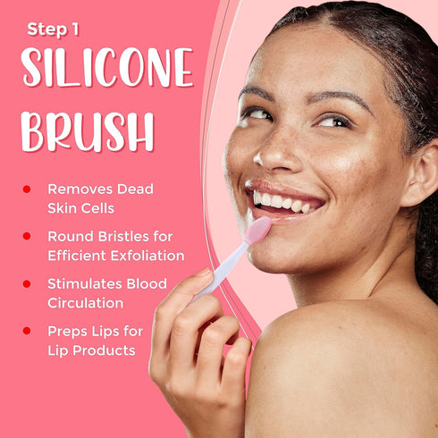 6-in-1 Lip Care Kit With Lip Sleeping Mask, Silicone Brush, Sugar Scrub, Sheet Mask to Reveal Luscious, Soft Lips – Korean Lip Therapy Set for Ful...
