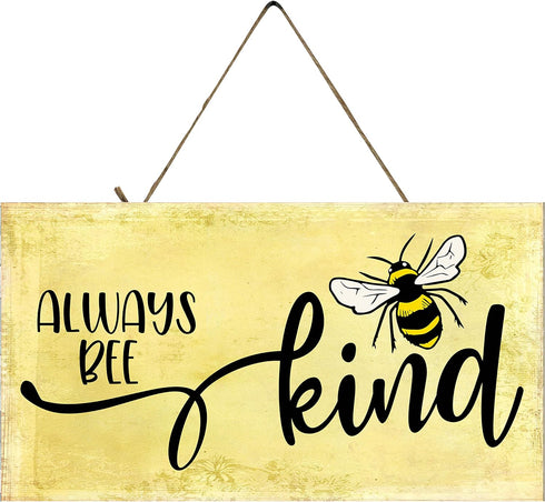 Farmhouse Honey Bees and Lemons Hanging Wood Wall Sign (Always Bee Kind)...