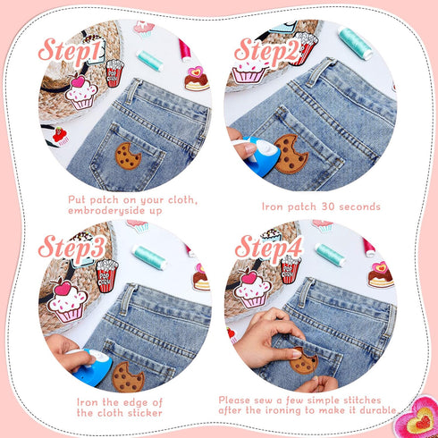 Waydress 24 Pieces Cupcake Embroidered Patches Iron on Patches Cute Colourful Patches for Clothing Sew on Patches for Jackets Backpacks Jeans Hats...