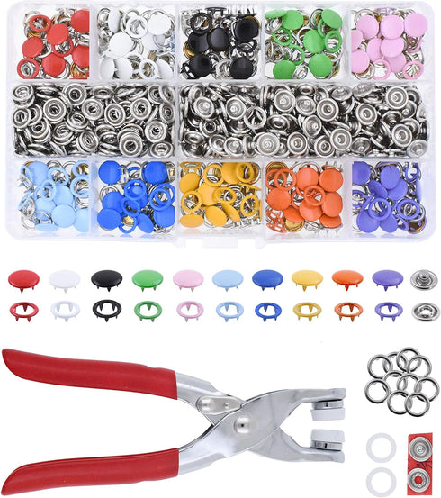 Mandala Crafts Metal Snap Button Kit - Snap on Buttons & Snap Fastener Tool - 9.5mm Colorful Metal Snaps Buttons Snap Closures Sewing Snaps for Cl...