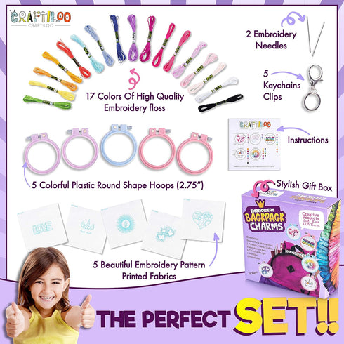 5 Stamped Embroidery kit With Embroidery Patterns. Embroidery Kit For Beginners, Needlepoint Kits For Beginners. Best Beginner Embroidery Kit For ...