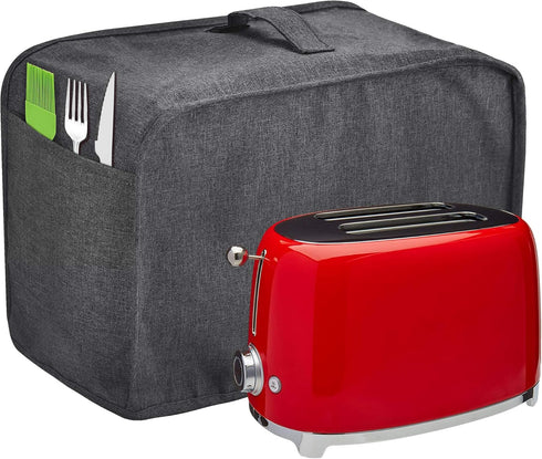 Toaster Cover with 2 Pockets,Can hold Jam Spreader Knife & Toaster Tongs, Toaster Appliance Cover with Top handle,Dust and Fingerprint Protection,...