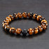Mens Polished Tiger Eye and Black Matte Onyx Bead Stretch Bracelet (10mm), Brown, One Size...