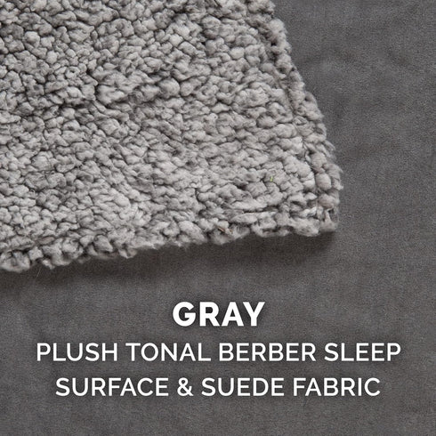 Furhaven Replacement Dog Bed Cover Berber & Suede Blanket Top Mattress, Machine Washable - Gray, Medium...
