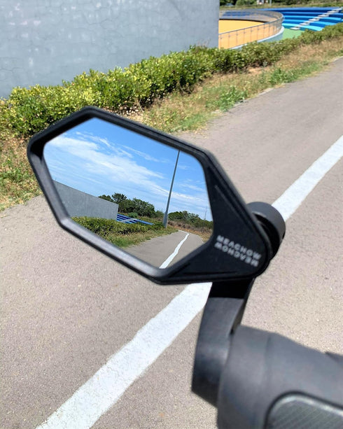 MEACHOW New Bar End Bike Mirror, Crystal UHD Automotive Grade Glass Lens E-Bike Mirrors, Scratch Resistant, Safe Rearview Mirrors, (Silver Left Si...