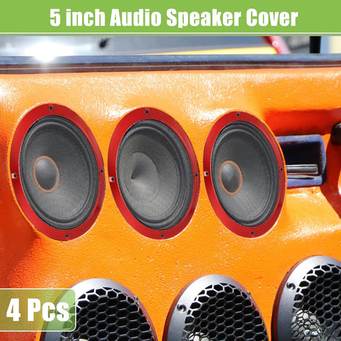 ACROPIX Universal 5" Car Speaker Grills Cover Mesh Round 5 Inch Audio Speaker Subwoofer Guard Protector Case with Mounting Screws Iron Red - Pack ...