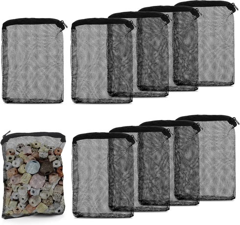 10Pcs Media Bags for Aquarium Fine Mesh Bag Aquarium Filter Media Bags with Plastic Zipper Suitable for Activated Carbon, Filter Stones, Ceramic R...