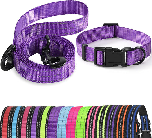 Mile High Life | Reflective Dog Collar Leash Set | Small Dog Collar Leash Set | Medium Dog Collar Leash Set | Adjustable Collar Leash Set (Reflect...
