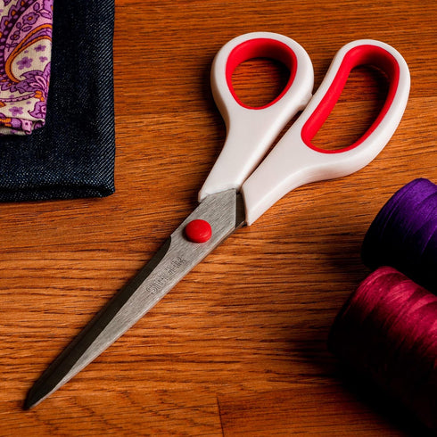 SINGER 00445 8-1/2-Inch, 3-Pack Fabric Scissors with Comfort Grip, Red & White, 3 Count...