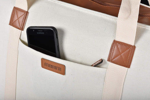 Insulated Grocery Bag with Zippered Top - Thermal Reusable Canvas Shopping Tote for Groceries - Travel Picnic Leakproof Cooler Bags Keep Foods Col...