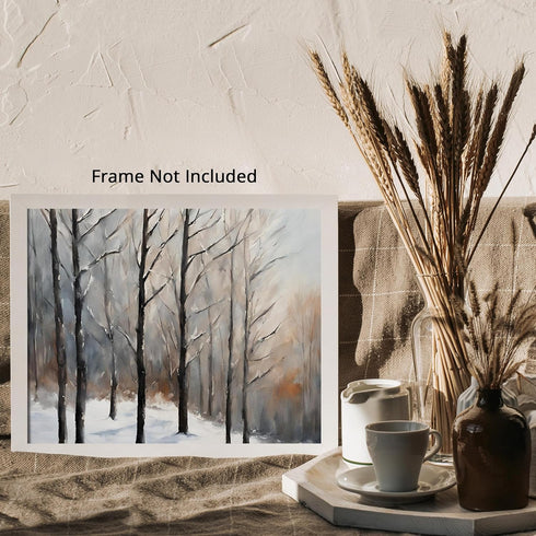 Posterizer 1 pcs-snowy jungle in winter in oil painting style-7-Landscape & Nature Art-Living Room Bedroom Decor- unframed wall art...