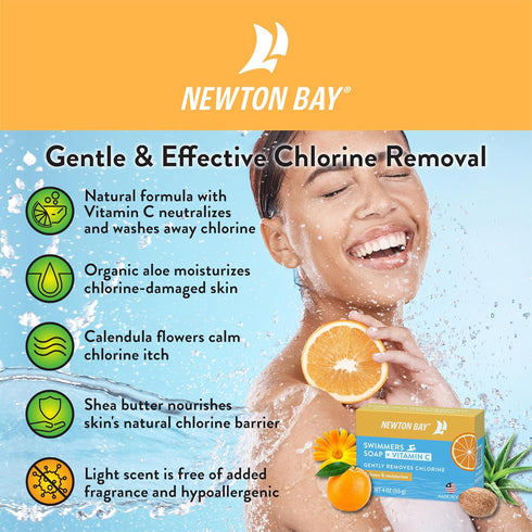 Swimmers Soap + Vitamin C | All Natural Body and Face Wash Soap Bar | Neutralizes and Washes Away Chlorine After Swimming | Revitalizes Sensitive ...