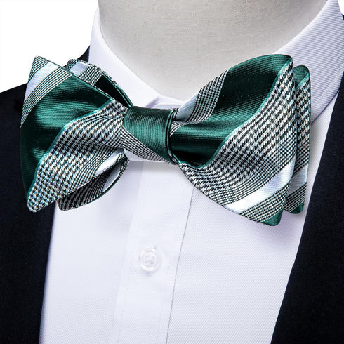 DiBanGu Mens Silk Self Bow Ties,Woven Solid Striped Paisley Bowtie and Pocket Square Cufflinks Set for Men Tuxedo Wedding...