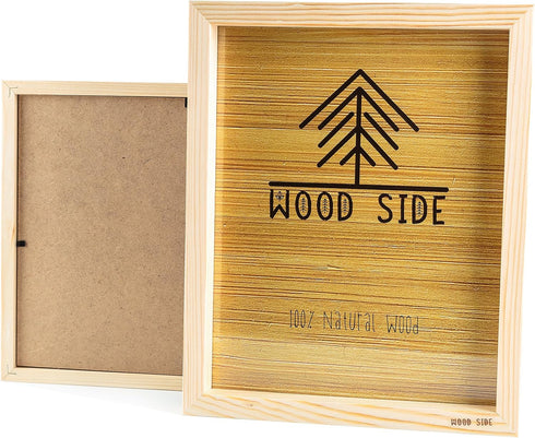 Wooden Picture Frames 8x10 Inch with Real Glass - Set of 2-100% eco Unfinished Wood - Thick Borders - Natural Wood Color for Wall mounting and Tab...