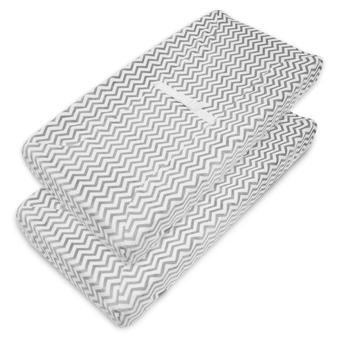 American Baby Company 2 Pack Heavenly Soft Chenille Fitted Contoured Changing Pad Cover, Chevron, for Boys and Girls...