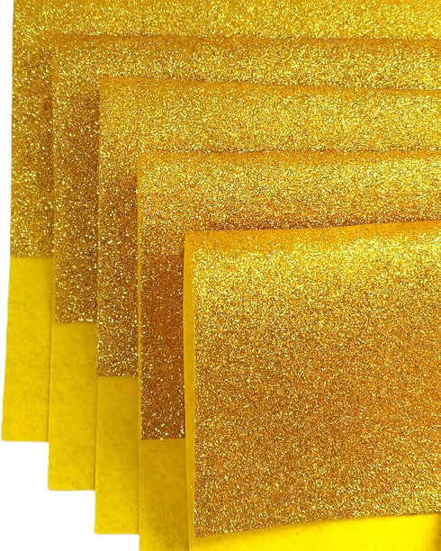 Jtnohx Glitter Felt Fabric, 10pcs Glitter Felt Sheets for Crafts, 8 x12 inches Felt Square Glitter for Party Holiday Greeting Festival Projects (G...