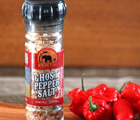 Ghost Pepper Spicy Salt with Reuseable Grinder by African Dream Foods | All-Natural Dried Ghost Peppers Infused with Sea Salt | Made in Africa...