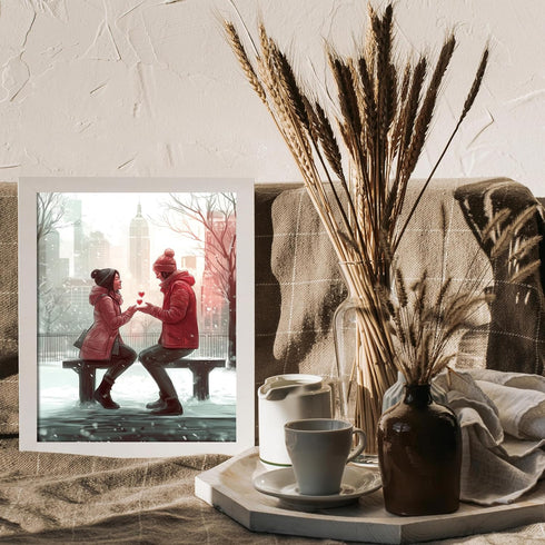 Posterizer 1 pcs-couple's exchanging love on snowy Valentine's day -5-Romantic Art-Holiday Poster Collection-Gift for Couples boyfriend girlfriend...