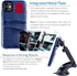 Dockem iPhone 11 Wallet Case: Built-in Metal Plate for Magnetic Mounting & 2 Credit Card Holders (6.1" Exec M2, Synthetic Leather, Navy Blue)...