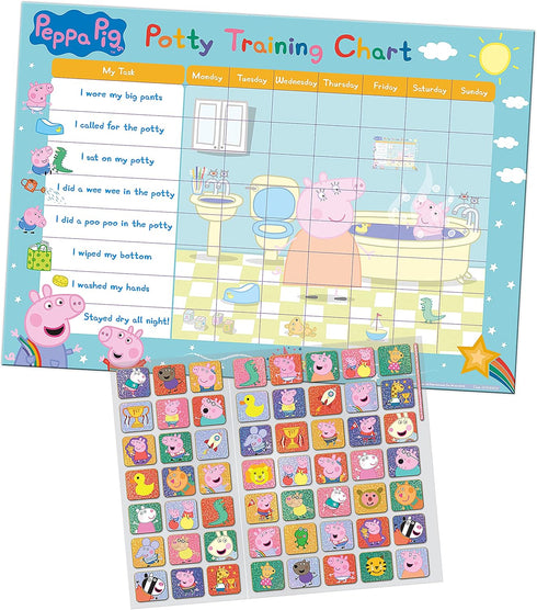 01.70.30.022 Peppa Pig Potty and Toilet Training Reward Chart and 56 Sparkly Stickers, Pink...