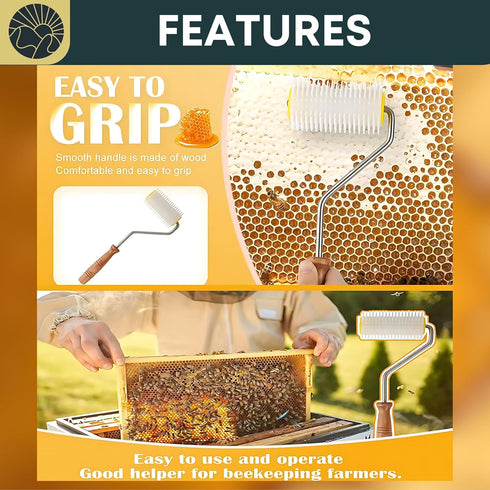 Honey Uncapping Needle Roller Honey Extractor Equipment, Honey Spinner Extractor Honey Uncapping Roller for Beekeepers Needle Recapping Honey Unca...