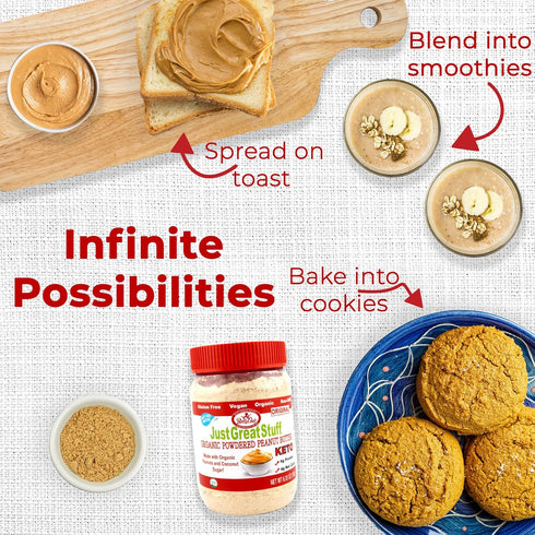 Betty Lou's 100% Organic Powdered Peanut Butter, Gluten Free, Vegan, Low Calorie, All Natural, High Protein, Deliciously Healthy, Just Add Water (...