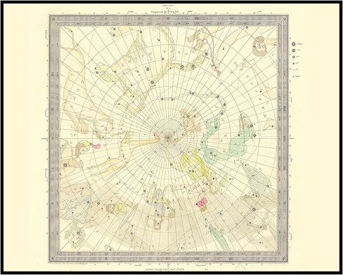 Posterizer 1 pcs-1830 celestial maps by SDUK-constellations-Astrology & Zodiac Art-Astronomy & Celestial Art-Gift for Steampunk and Astrology Love...