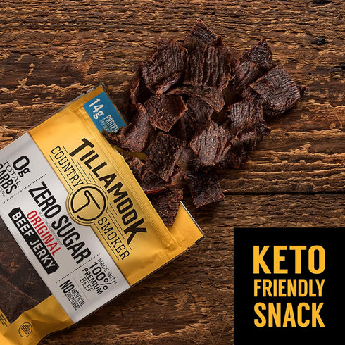 Tillamook Country Smoker Zero Sugar Keto Friendly Beef Jerky, Original, 2.2 Ounce...