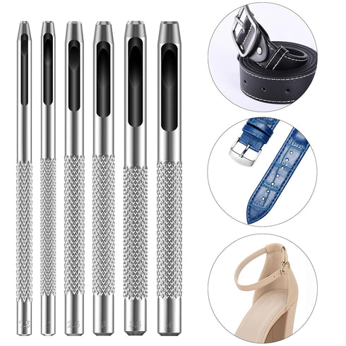 UNCO- Hollow Leather Hole Punch Set, 6 pcs, Steel, Leather Hole Punch Tool, Leather Punch Tool, Hole Punch for Leather Punch Set, Hollow Punch Set...