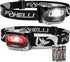 Foxelli LED Headlamp Flashlight for Adults & Kids, Running, Camping, Hiking Head Lamp with White & Red Light, Lightweight Waterproof Headlight wit...