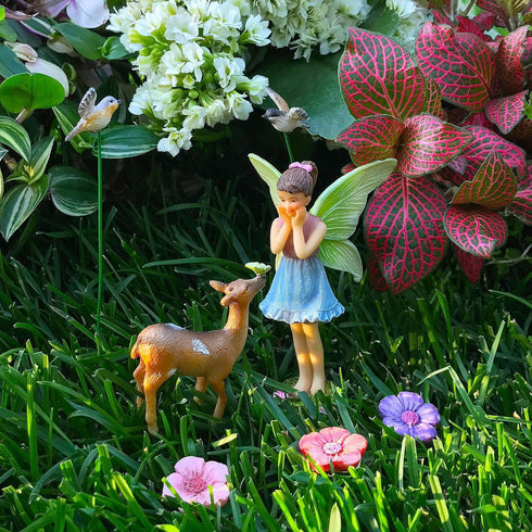 Mood Lab Fairy Garden - Miniature Accessories and Figurines Kit - Deer Set of 7 pcs - for Outdoor or House Decor...