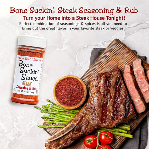 Bone Suckin' Steak Seasoning & Rub, 5.8 Oz - Grilling Rub, Dry Beef Rub, For Oven, Grilling & Pan Searing - Gluten-Free, Non-GMO, Sugar Free,Koshe...